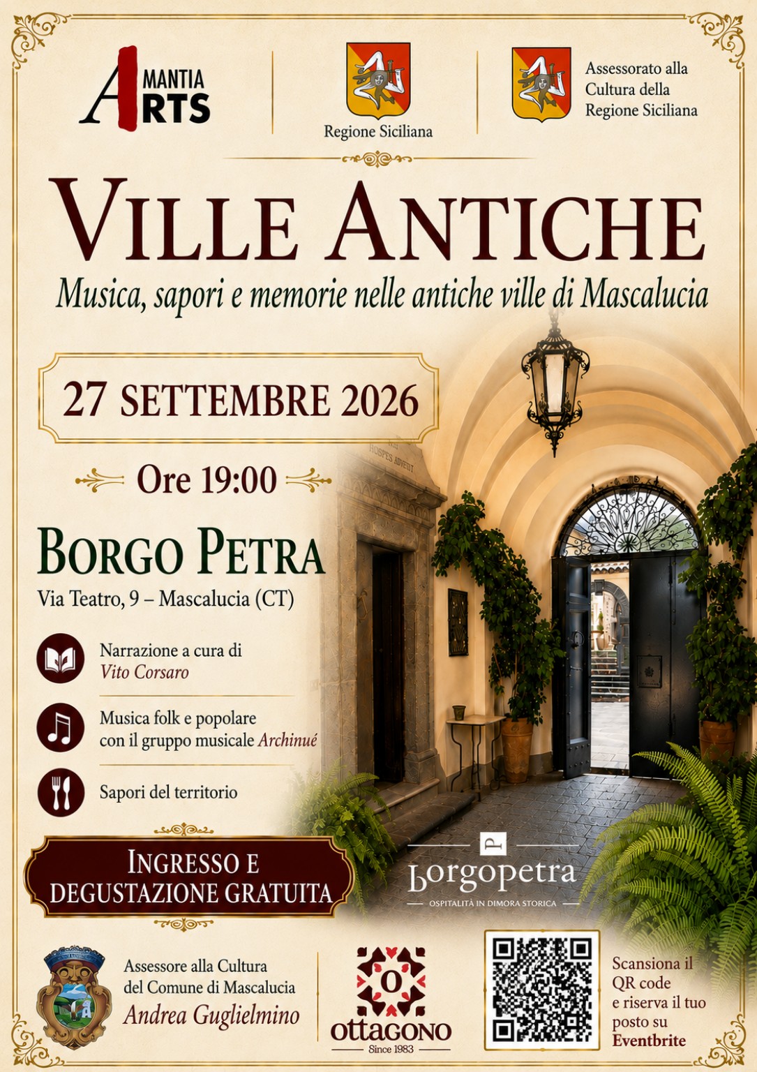 Locandina ufficiale Ville Antiche, Borgo Petra, 27 settembre 2026